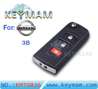 Nissan Livina,Tiida 3 button flip remote key shell